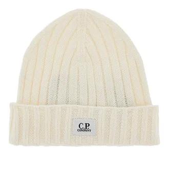 C.P. Company Knitted beanie hat with logo patch Man One Size