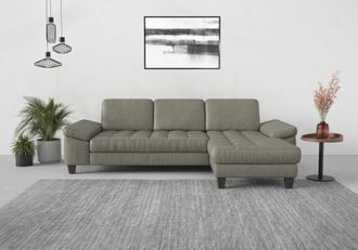 Sit&more Ecksofa »Westham L-Form« Recamiere, mit oder ohne Bettfunktion, Bettkasten, Füsse wengefarben