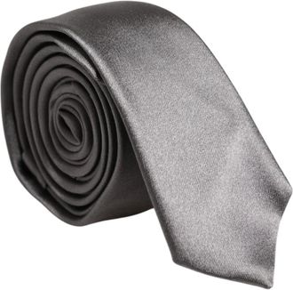 Dolce & Gabbana Ties, male, Gray, Size: ONE SIZE Metallic Silk Adjustable Necktie