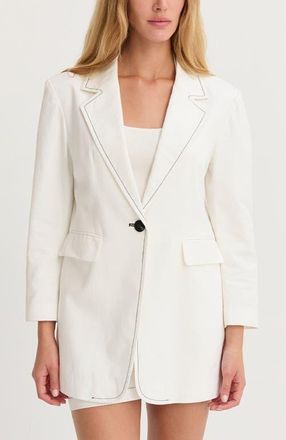 Crescent Contrast Stitch Single Breasted Blazer in White at Nordstrom, Size X-Small