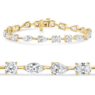 Pompeii3 10Ct Mixed Cut Diamond Tennis Bracelet 7 14k Yellow Gold Lab Grown Size: 7