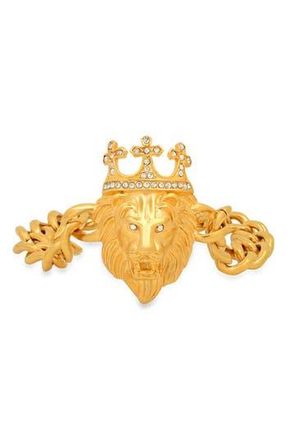 Steeltime Mens 18K Yellow Gold Plated Stainless Steel Lion Head Bracelet at Nordstrom Rack
