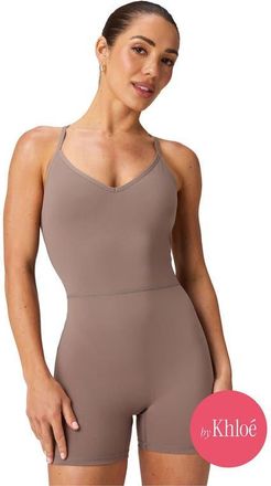 Fabletics Womens Booty Scrunch PureLuxe V-Back Jumpsuit 4 in Desert Shadows at Nordstrom, Size Xx-Large