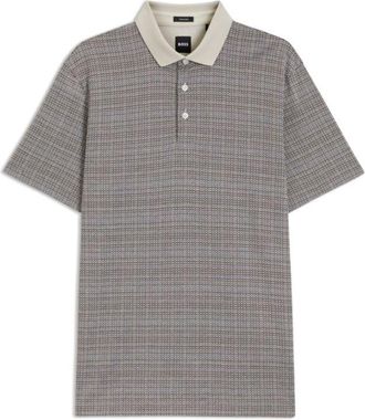 BOSS Grid-pattern polo shirt in mercerised cotton