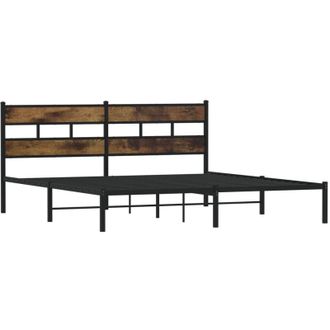 vidaXL Vidaxl - Estructura De Cama Sin Colch&oacute;n Metal Roble Ahumado 183x213 Cm