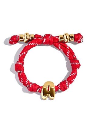 BaubleBar Knotty Initial Bracelet in Red A at Nordstrom
