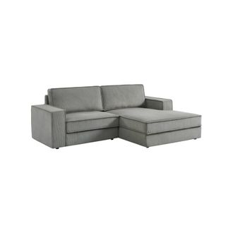 Sweeek Sof&aacute; esquinero derecho de pana, 3 plazas, gris claro