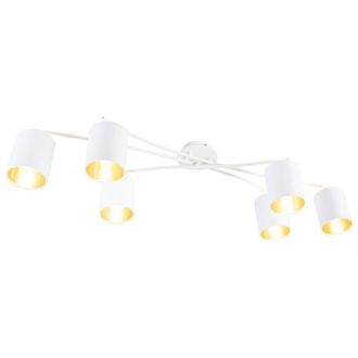 QAZQA Moderno Plafón moderno blanco 6 luces - Lofty Acero /Textil Cilíndra /Redonda Adecuado para led Max. 6 x 40 Watt - Qazqa