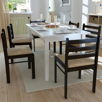 vidaXL Vidaxl - Sillas De Comedor 6 Unidades Madera Maciza Y Terciopelo Marr&oacute;n