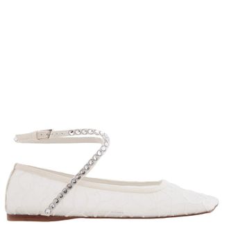 Amina Muaddi Ane Crystal Lace Flats, Brand Size 37.5 ( US Size 7.5 )