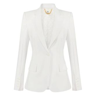Elisabetta Franchi Blazers, female, White, Size: XL Blazer in double stretch crepe