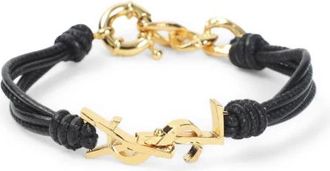 Saint Laurent Multi-strand Cassandre Leren Armband - Dames - Armbanden - Zwart - ONE Size - Leer - Accessoires