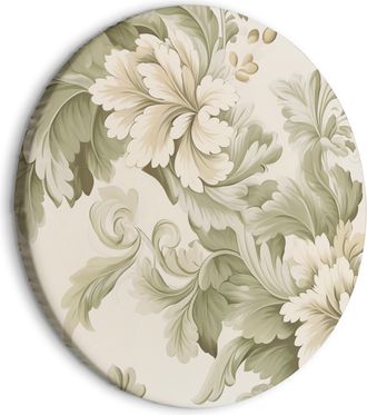 OEM Imagen Redonda: Flores Retro Vintage En Tonos Crema Y Verde Suaves / Flores Vintage En Tonos Claros