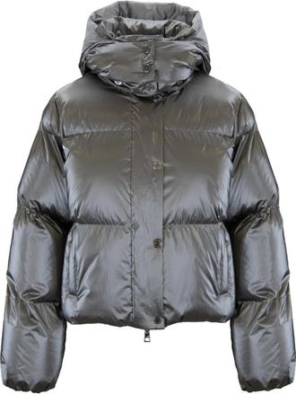 Elisabetta Franchi Korte donsjas met hoge kraag - Dames - Winterjassen - Grijs - M - Polyester - Jassen