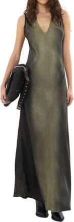Rabens Saloner Graffiti Bias Dress In Olive Charcoal
