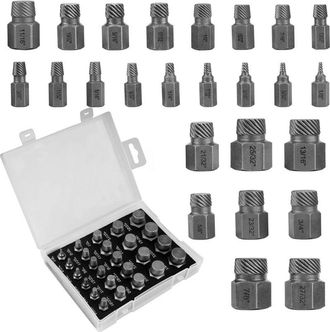 OEM Juego De 25 Extractores De Tornillos Rotos, Extractor De Tuercas Antirrobo, Juego De Extractores De Tornillos Para Zurdos, Para Extraer Pernos, Tornil