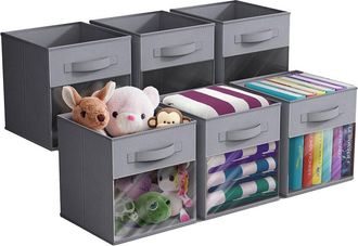 Sorbus 11In 6 Pack Collapsible Fabric Storage Bins