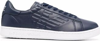 Emporio Armani Classic CC Sneakers - Heren - Sneakers - Blauw - 42 1/2 EU - Leer - Schoenen
