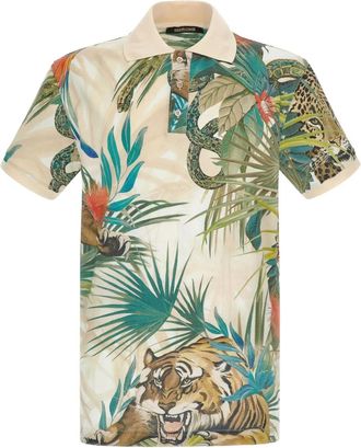 Roberto Cavalli Jungle-print polo shirt - Green