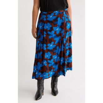 Seasalt Cornwall Lethlean Floral Pleated Maxi Skirt in Macro Flower Cocoa at Nordstrom, Size 20 Us