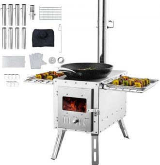 OEM Holzofen, 590 X 790 X 2620 M, Camping-zeltofen Aus Edelstahl, Holzofen Mit Kaminrohren Und Handschuhen, 1646 Kubikzoll Gro&szlig;er Feuerraum-zeltofen Zum K