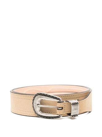 Paura Rafael buckle belt - men - Calf Suede - L - Brown