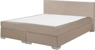 Beliani Divan Bed Velvet CONSUL 160 x 200 cm (EU King Size) Light Beige