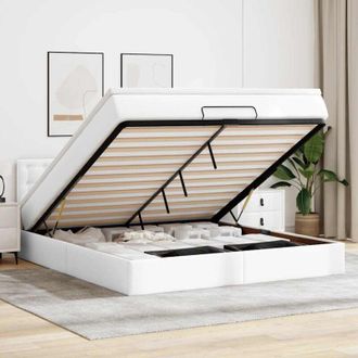 vidaXL Vidaxl - Cama Otomana Colch&oacute;n&led Cuero Sint&eacute;tico Blanco Puro 160x200cm