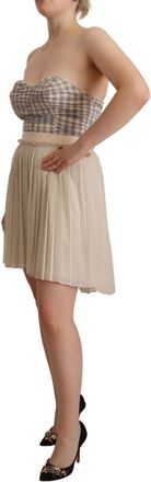 Guess Checke Pleated A-line Strapless Bustier Womens Dress