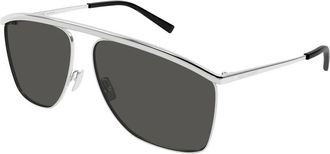 Saint Laurent Victoire Zonnebril Zilver Grijs - Dames - Zonnebrillen - Grijs - 61 MM - Accessoires