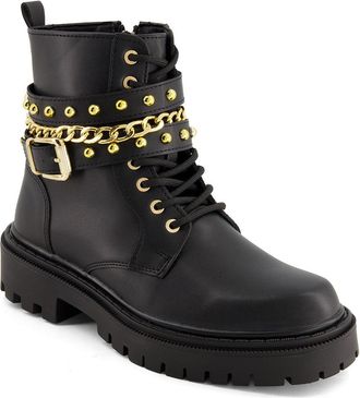 Andrea Womens Biker Boots With Chain 90784
