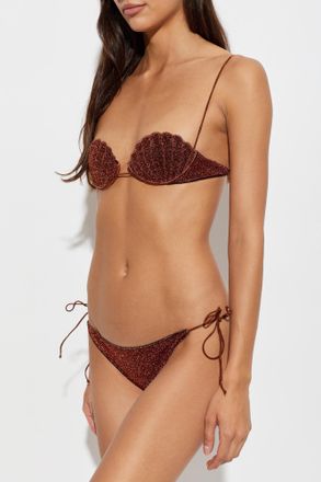 Os&eacute;ree Two-piece Swimsuit With Lurex Thread, Womens, Brown