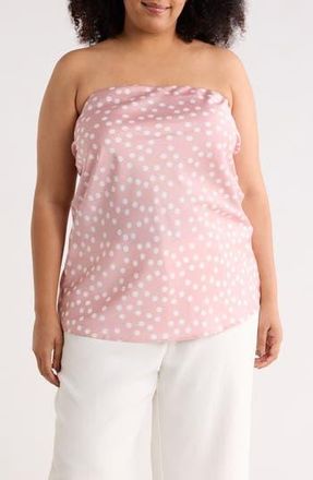 Renee C Polka Dot Strapless Tunic Top in Pink at Nordstrom Rack, Size 2X