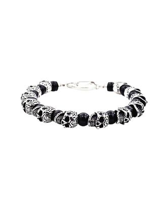Jane Basch Steel Onyx Bead Bracelet
