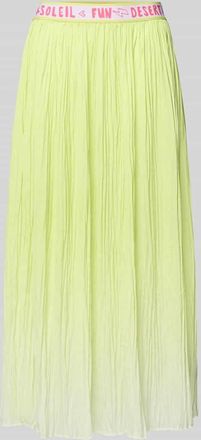 Marc Cain Midirock in Crinkle-Optik mit elastischem Bund in Neon Gelb, Gr&ouml;&szlig;e 34