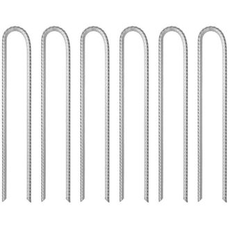 vidaXL Piquetas Para Tienda 6 Uds En Forma De U 37 Cm &Oslash;10 Mm Acero Galvanizado