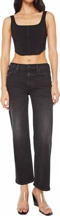Mother Womens Mid Rise Ramble Zip Flood Jeans In Spiked Hair Art Flair