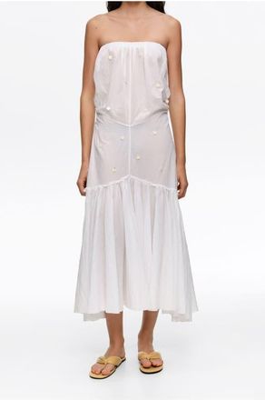 Bimba & Lola Ruched Strapless Dress in White at Nordstrom, Size Large Eu