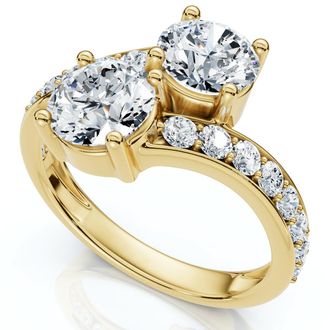 Pompeii3 2.40Ct Forever Us 2-Stone Diamond Ring 14k Gold Lab Grown EF/VS