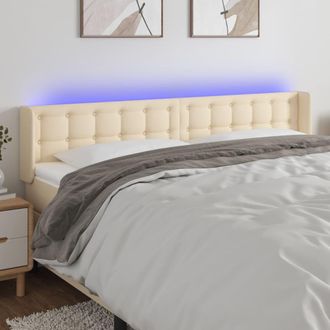 vidaXL Cabecero Con Led De Tela Crema 163x16x78/88 Cm Vidaxl