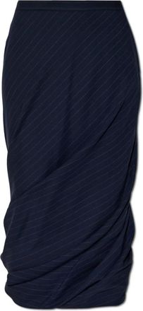 Balenciaga Rokken, Dames, Blauw, S, Wol, Rok met gestreept patroon