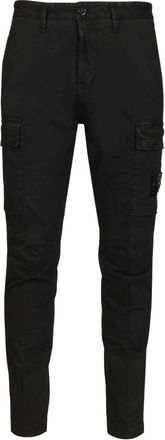 Stone Island Cotton Stretch Broken Twill Old Effect Broek - Heren - Slim Fit Broeken - Zwart - W33 - Katoen - Broeken
