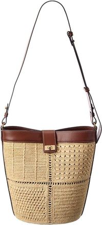 Anya Hindmarch Patchwork Raffia & Leather Bucket Bag
