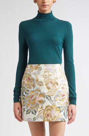 Carolina Herrera Virgin Wool & Silk Mock Neck Sweater in Pine Green at Nordstrom, Size X-Large