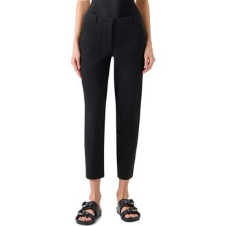 Akris Franco Stretch Cotton Gabardine Slim Ankle Pants in Black at Nordstrom, Size 16