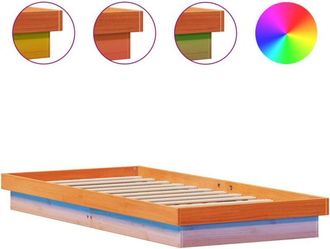 vidaXL Led Bed Frame without Mattress Wax Brown 90x190 cm Single Solid Wood Vidaxl