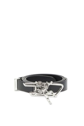 Diesel 2cm leather belt with cherub D outline buckle - Belts - Woman - Black