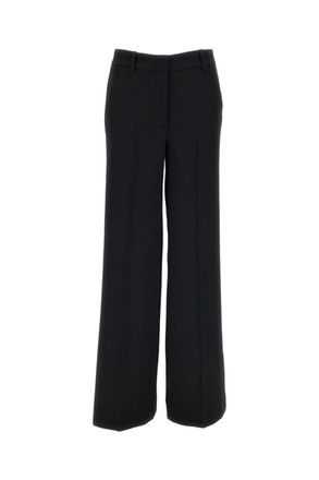P.A.R.O.S.H. Black Stretch Wool Satin Stripe Tailored Pants