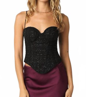 Olivaceous Eva Sequin Top In Black