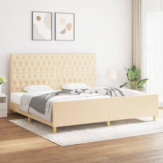 vidaXL Vidaxl - Estructura De Cama Con Cabecero De Tela Color Crema 200x200 Cm